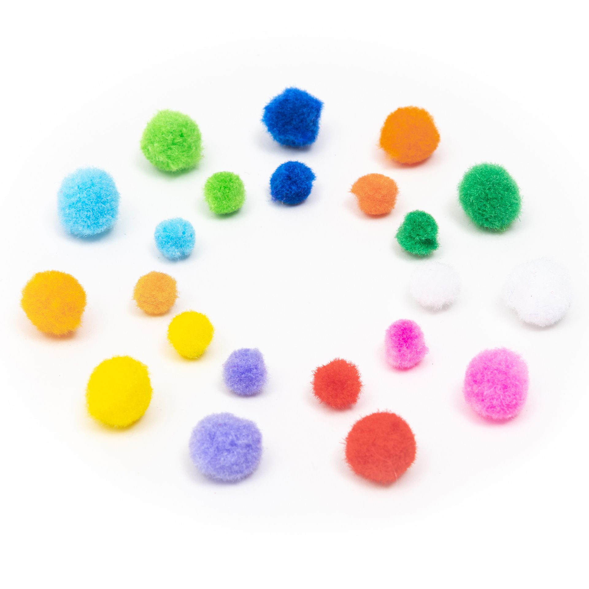 Pompons, klein, 11 Farben, 2 Größen, 500 Stück