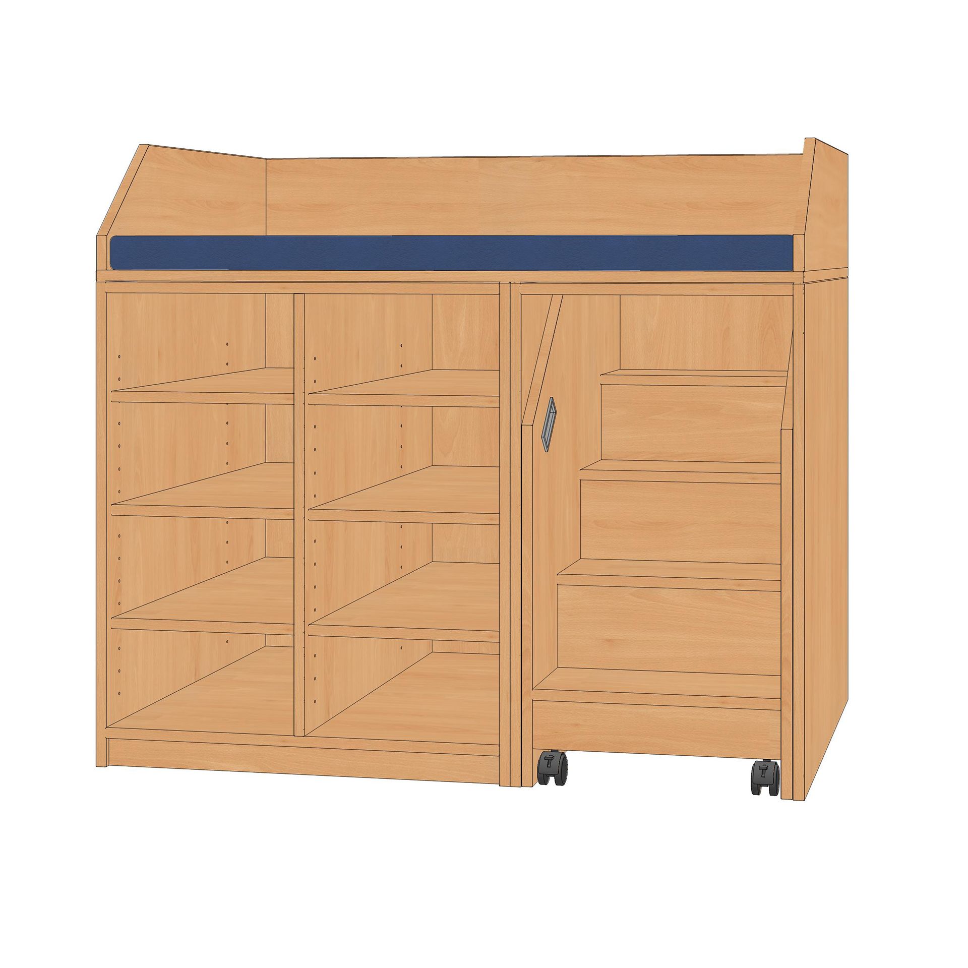 Wickelanlage, 125x110x75cm, Treppe re., 8 Fächer