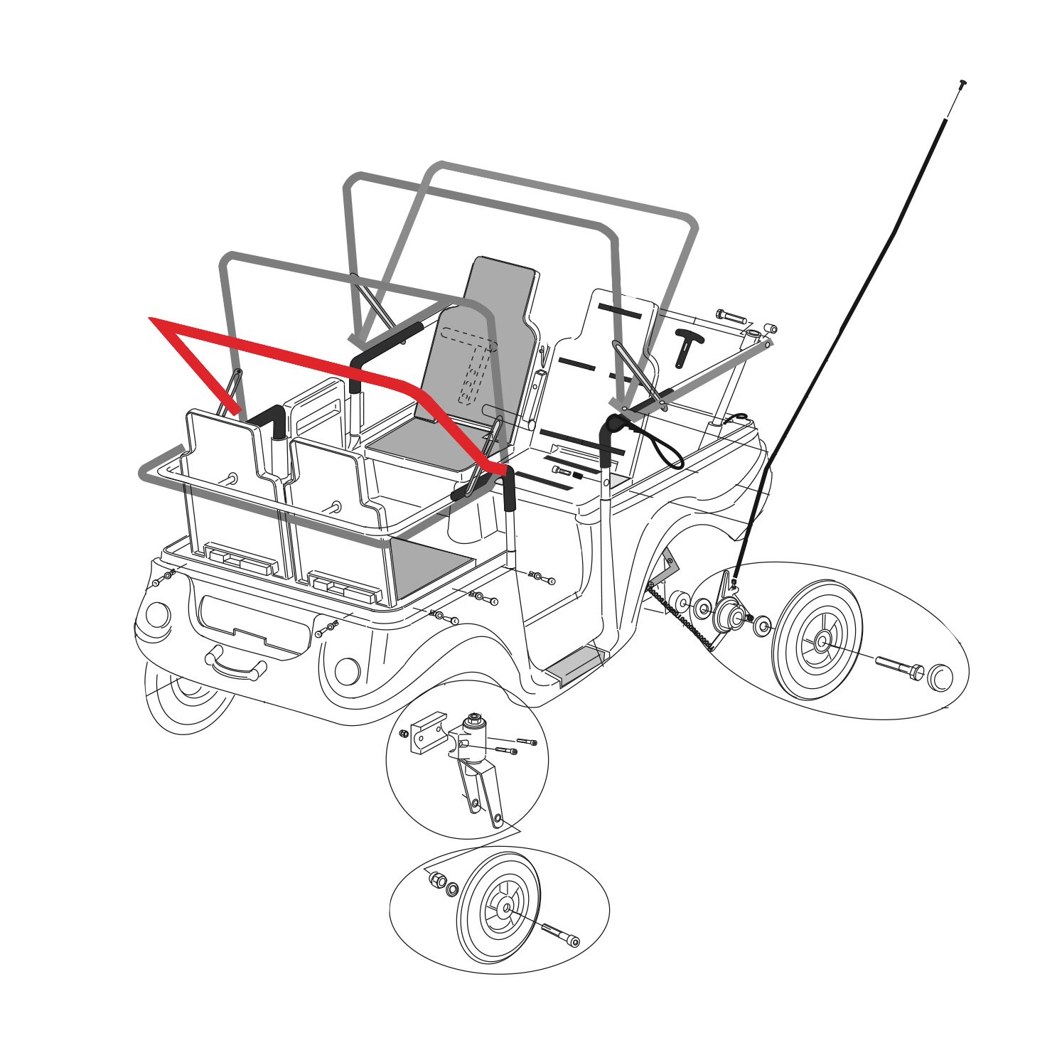 8831147 Verdeckbügel hinten für Turtle Bus 800