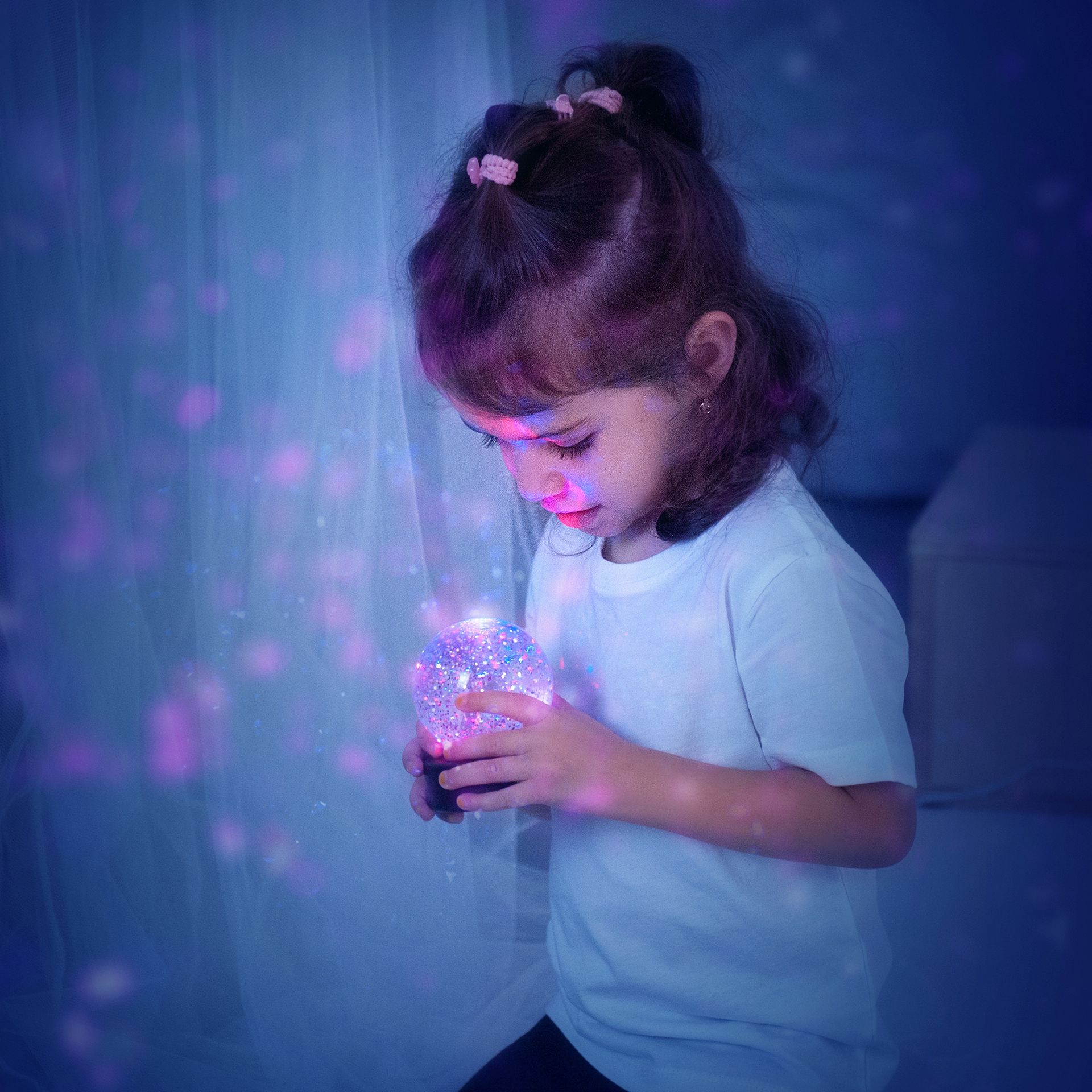 Μαγική μπάλα με γκλίτερ και LED