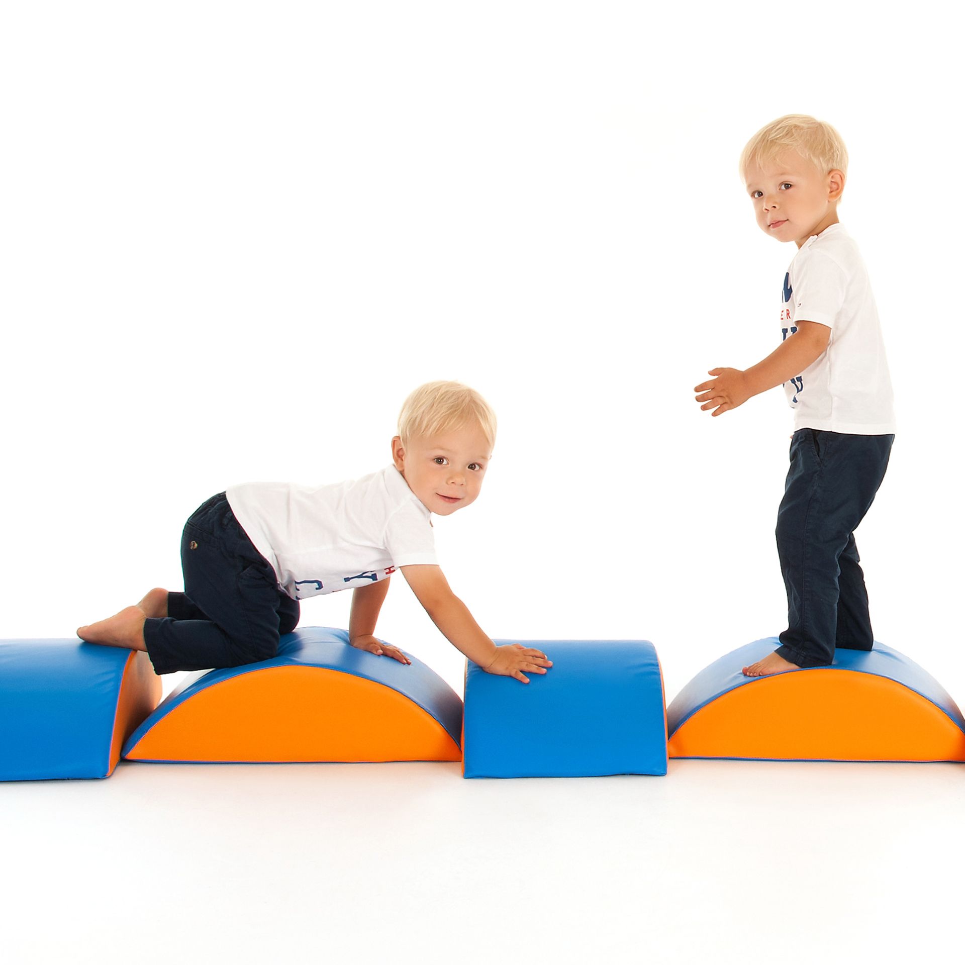 Schaukelwippenset, 4 x Klein Blau/Orange, 1 x Groß Grün/Blau