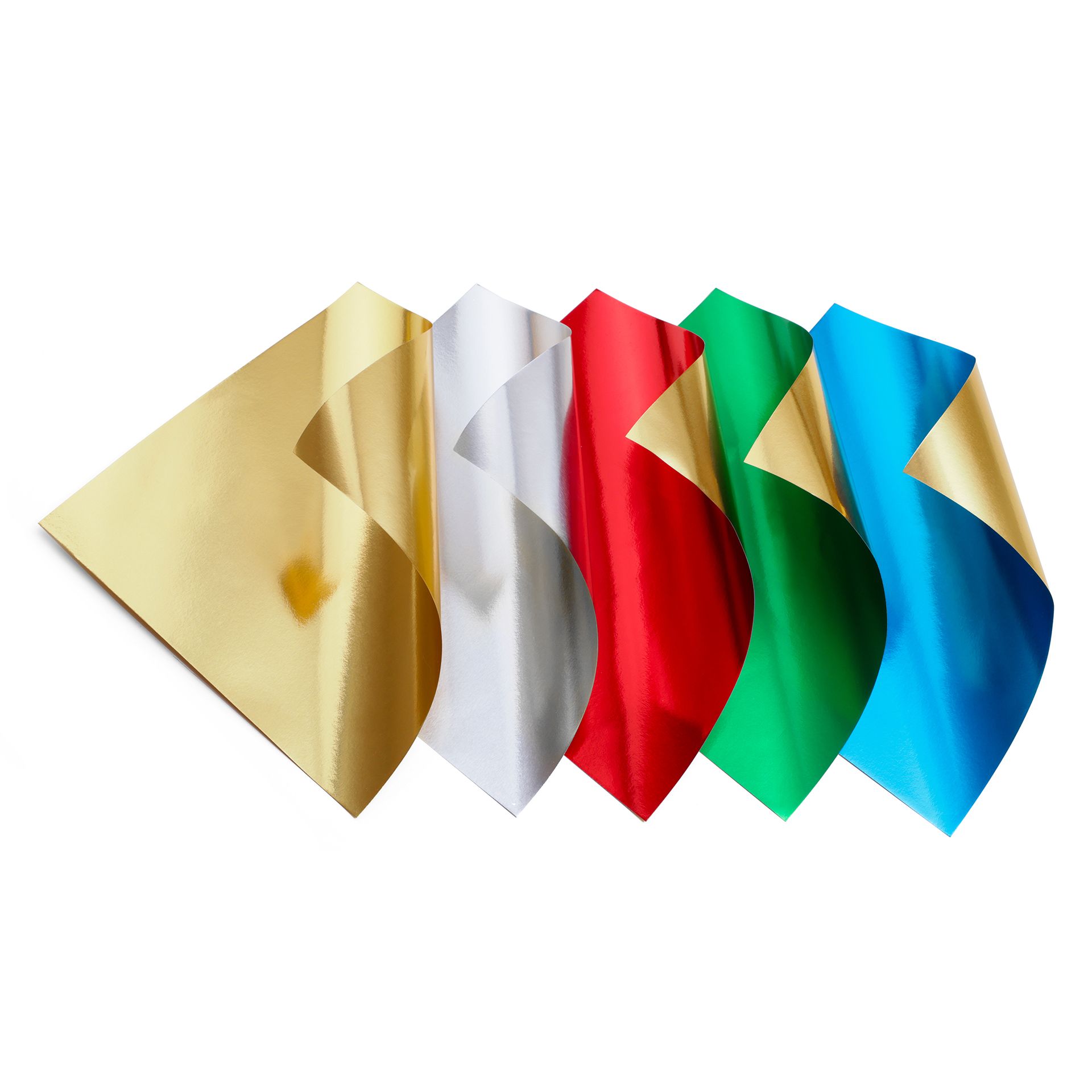 Faltblätter Alu-Folie, 15x15cm, 50 Blatt, 5 Farben