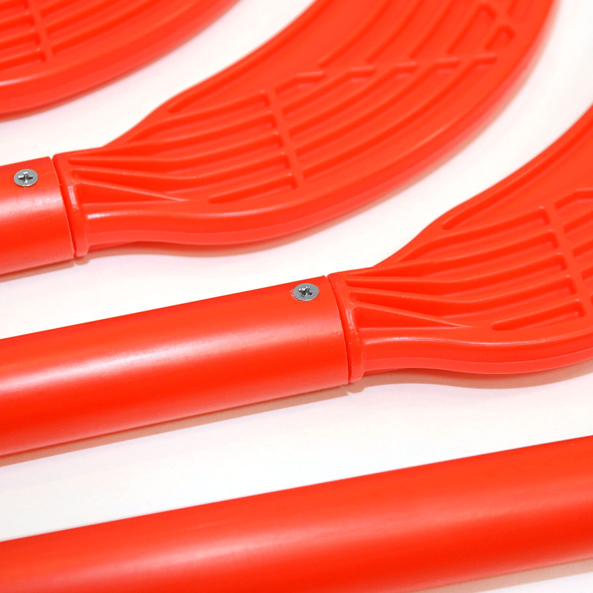 Hockeyschläger, 18er Set, 6x gelb, 6x rot, 6 Bälle