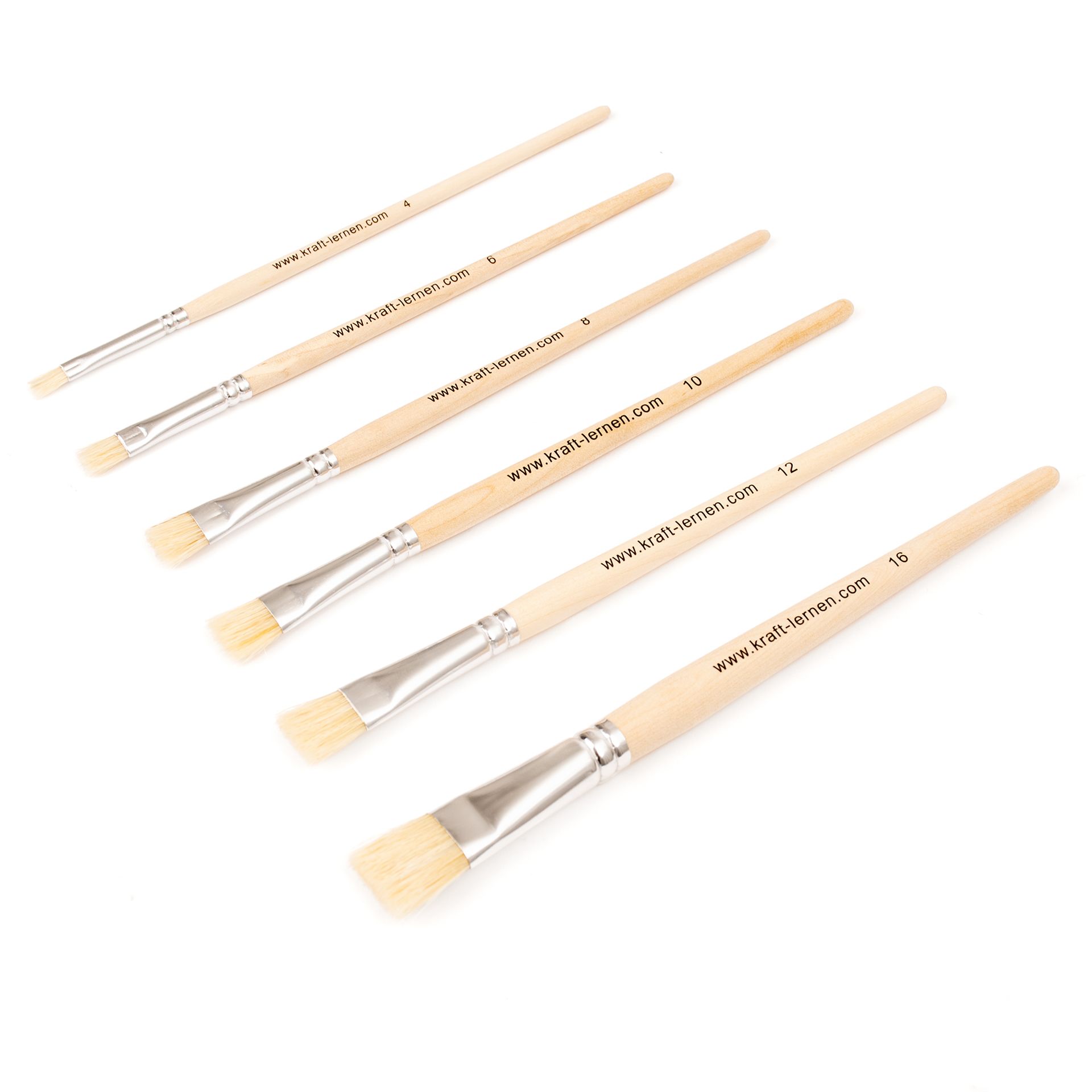 Pinselset aus Borsten, 6 Größen