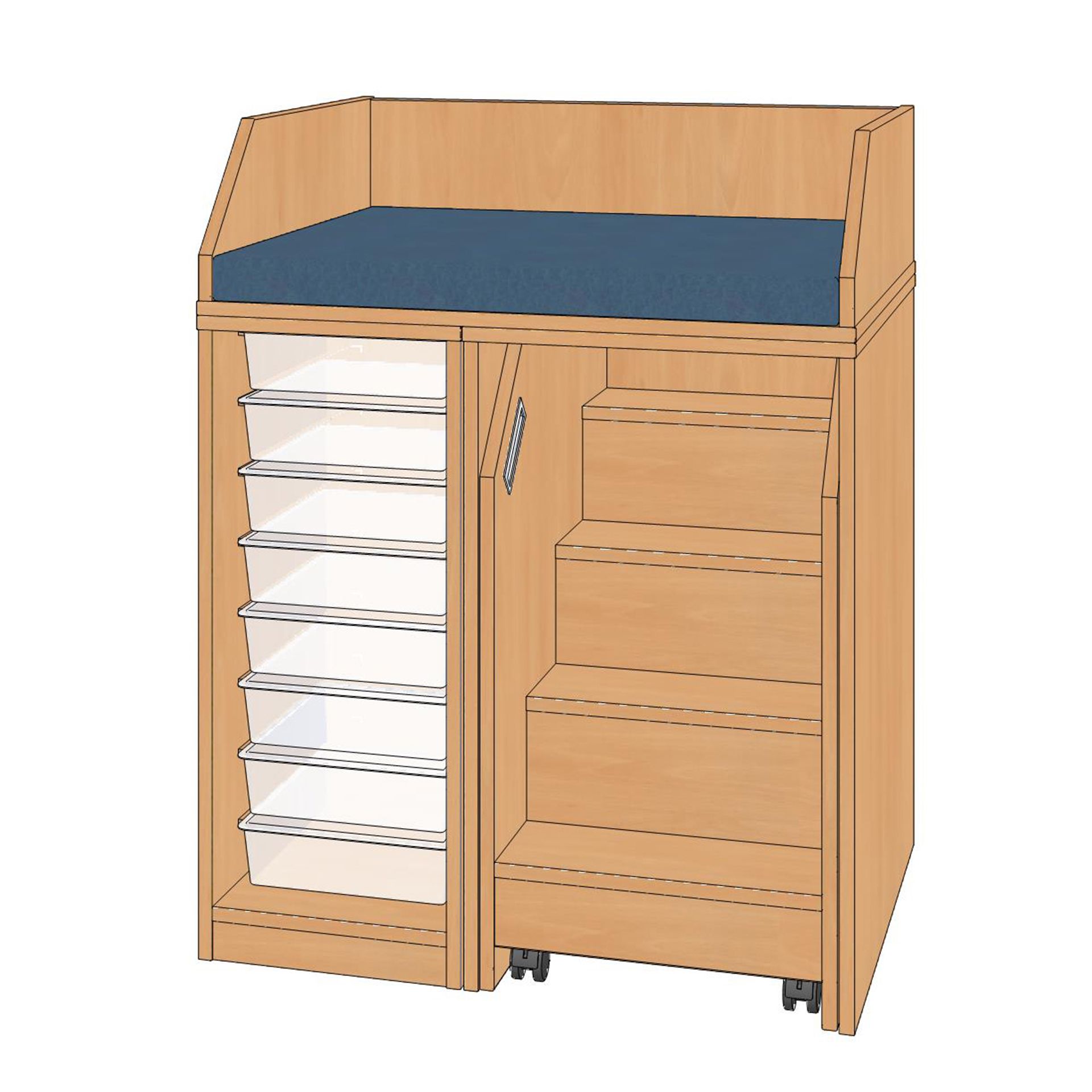 Wickelanlage, 86,2x110x75cm, Treppe rechts, 8 Boxen