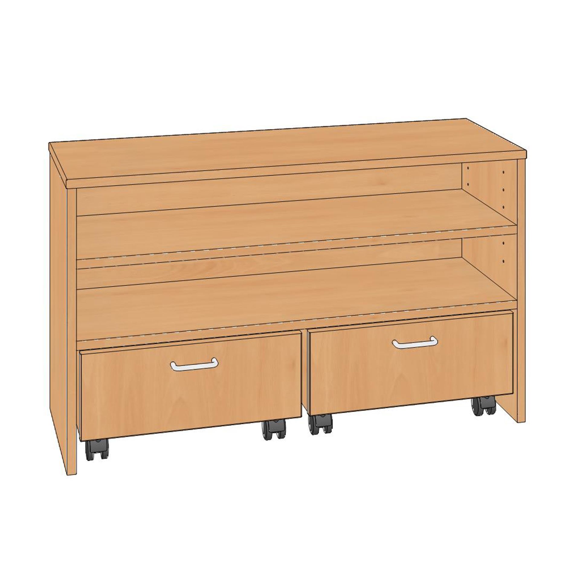 Sockelnischenschrank mit 2 Rollkästen, inkl. variabler Fachboden