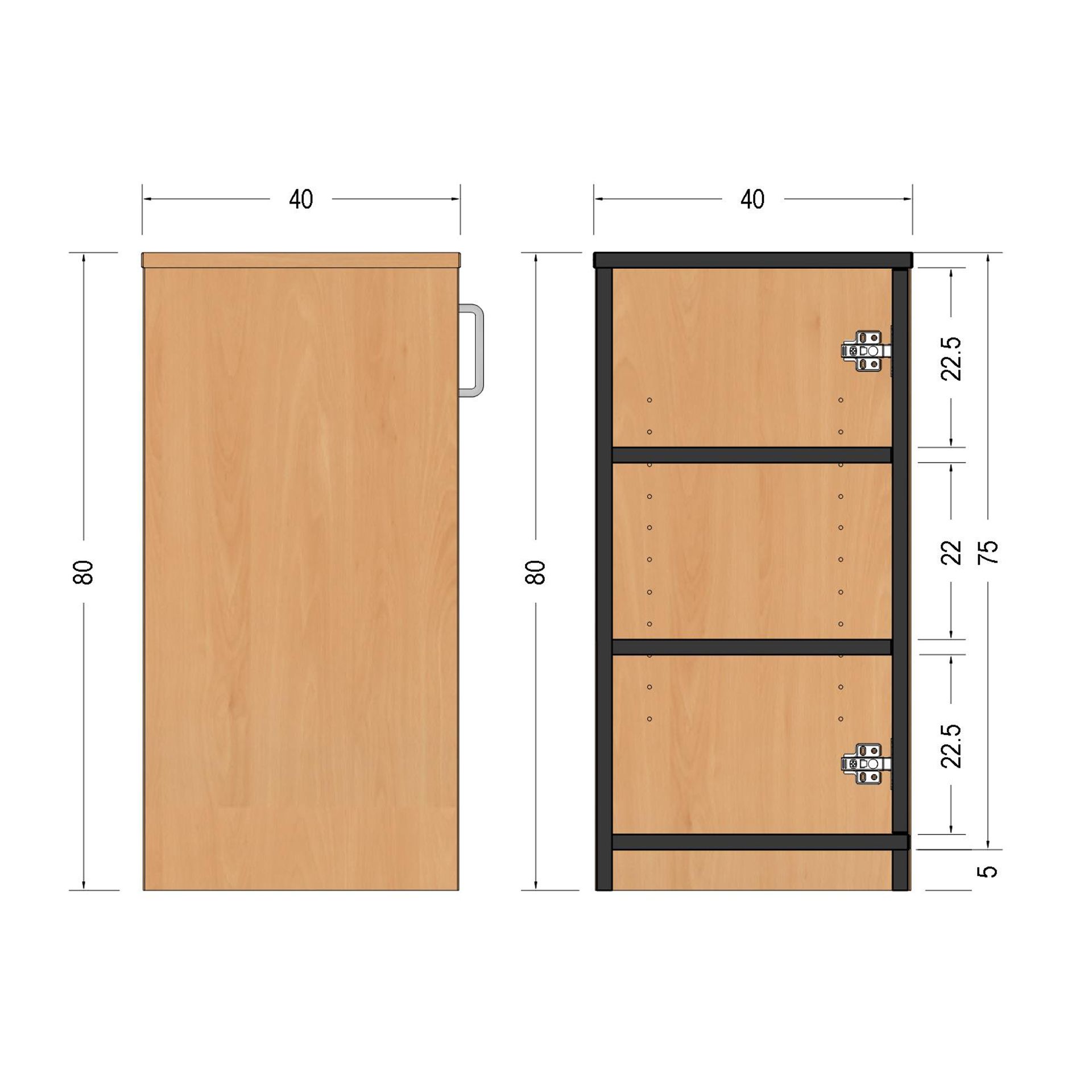Regalschrank, 50x80x40cm, mit Türe
