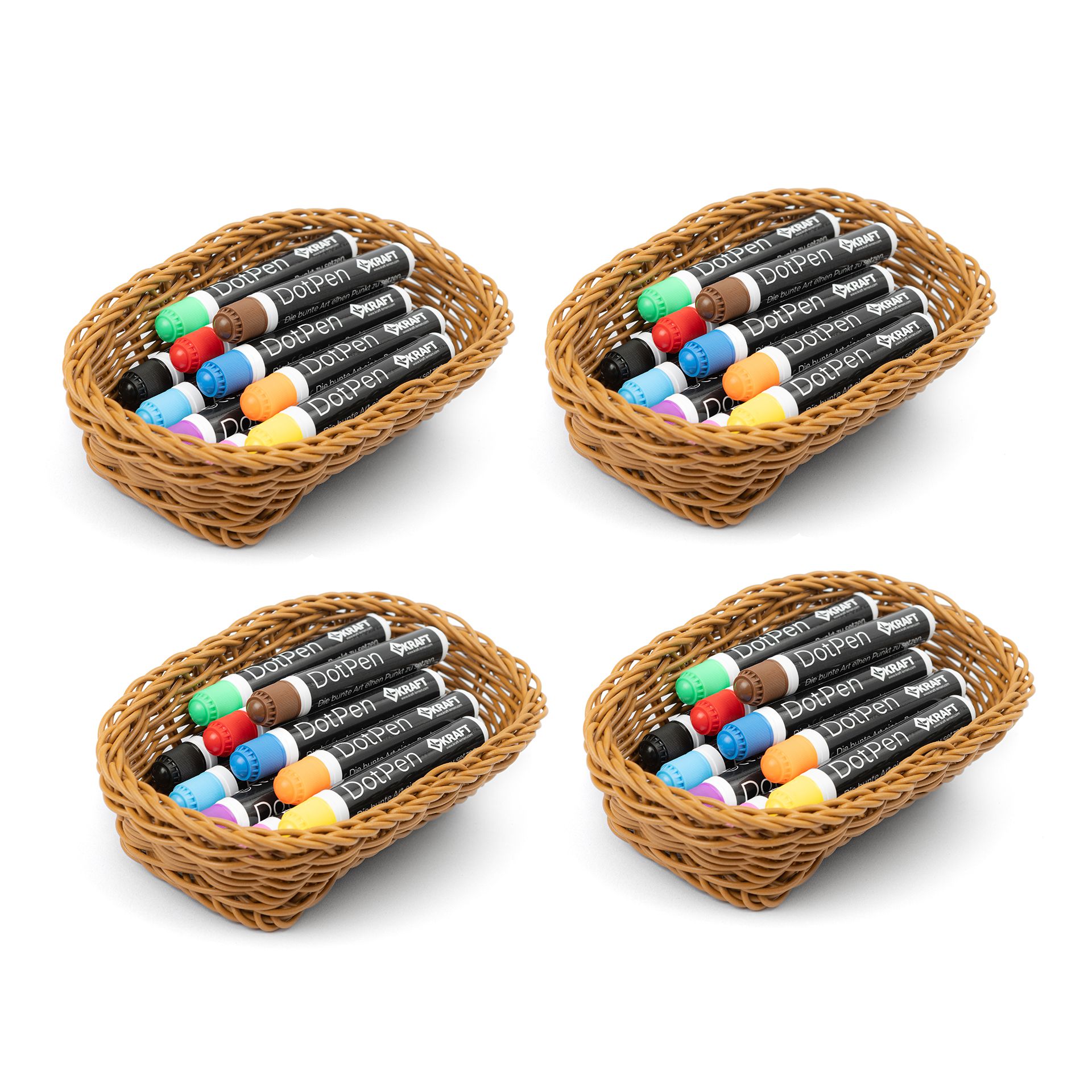 DotPen 4er Set, inkl. 4 Flechtkörbe