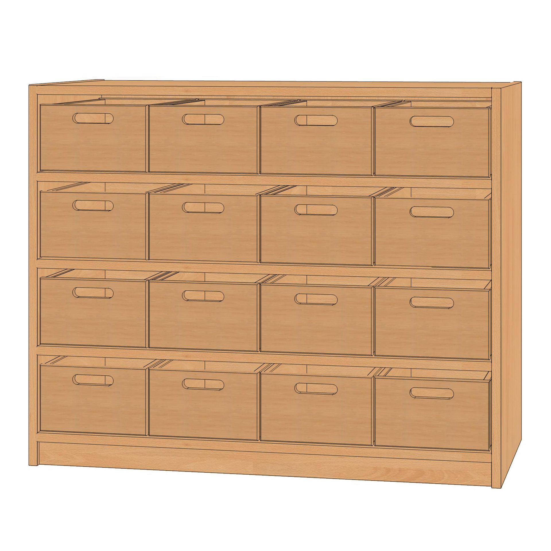 Eigentumsschrank, 100x80x40cm, mit 16 mittleren Kästen