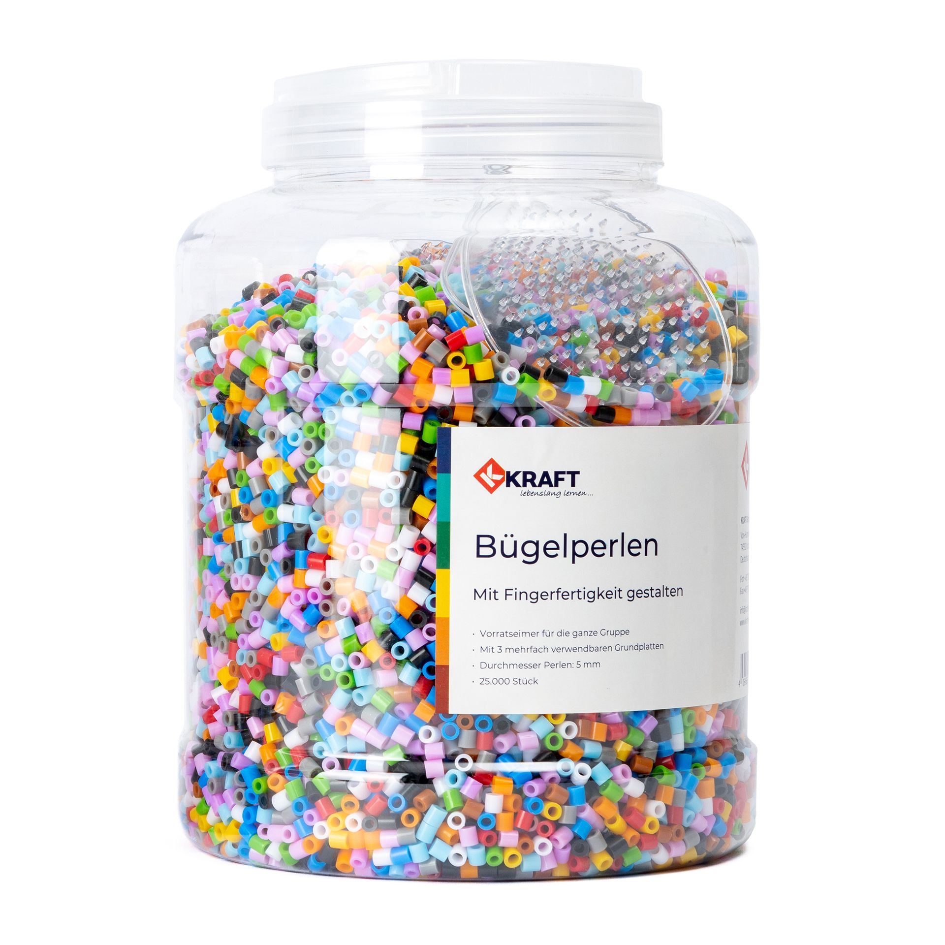 Bügelperlen-Eimer, 25.000 Perlen, inkl. 3 Platten