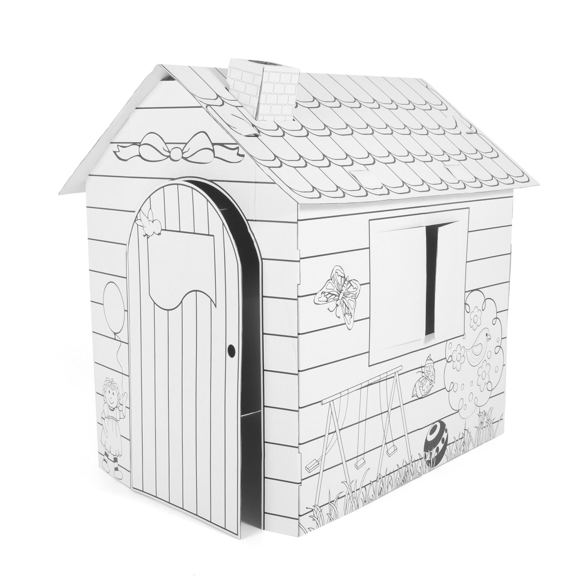 Spielhaus zum Anmalen aus Pappe
