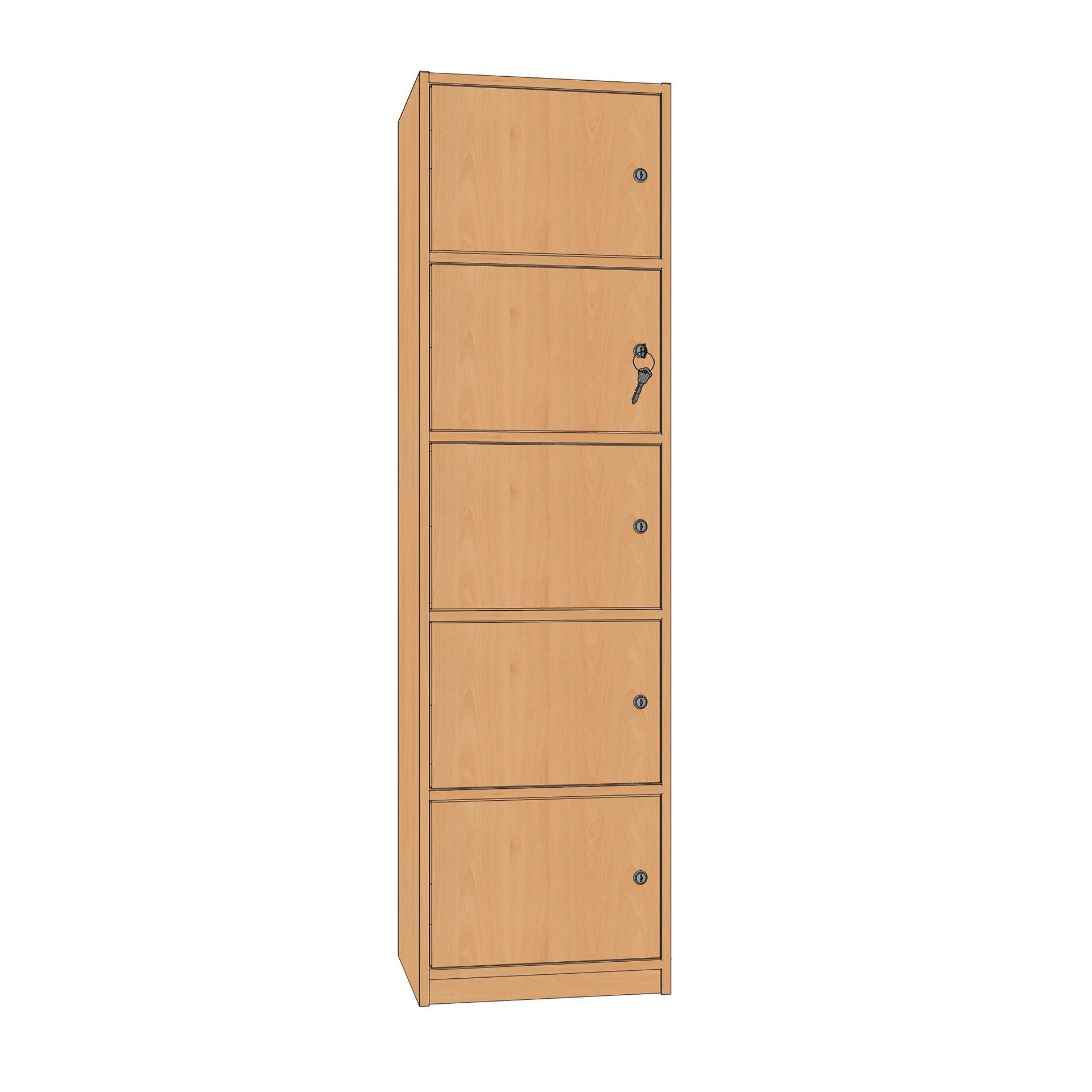 Personalfachschrank, 50x180x40cm, 5 Türen, Schloss re