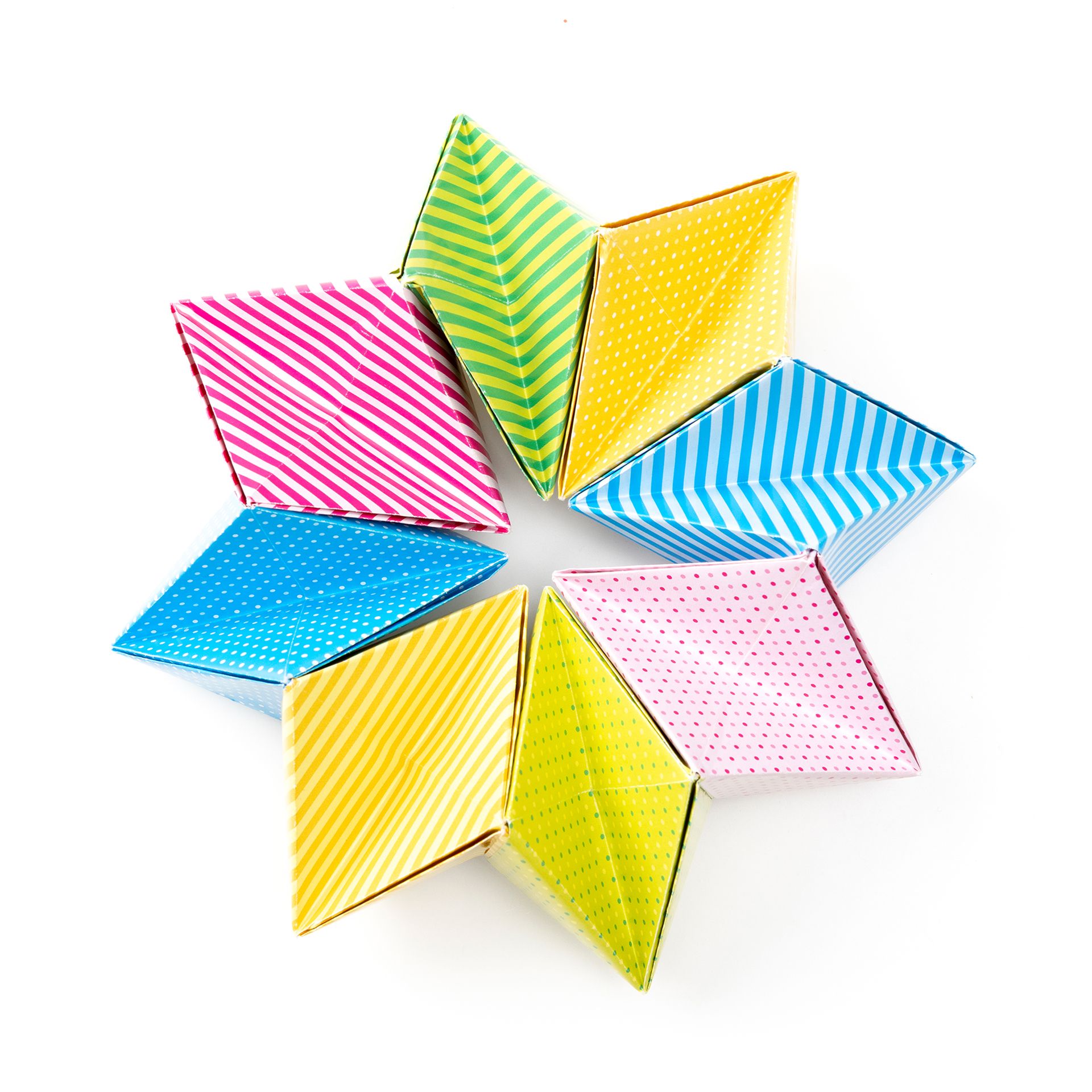 Origami Pünktchen u. Streifen, 15x15cm, 32 Blatt, 4 Far