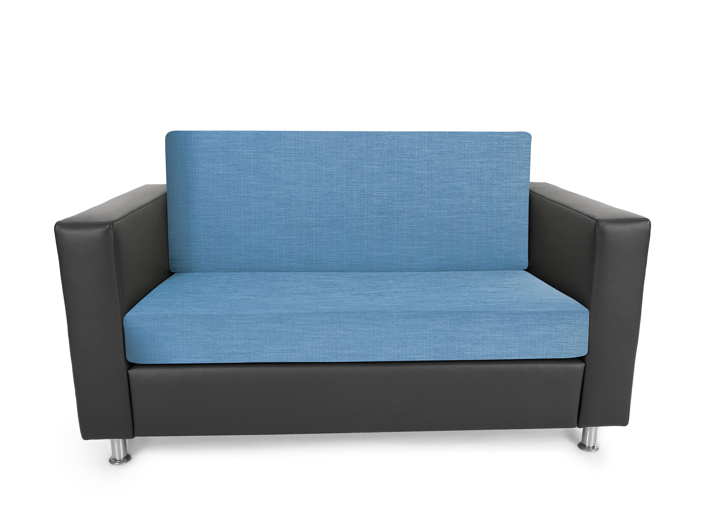 Editha 2er Sofa, Kunstleder/Canvas, ant/hellblau