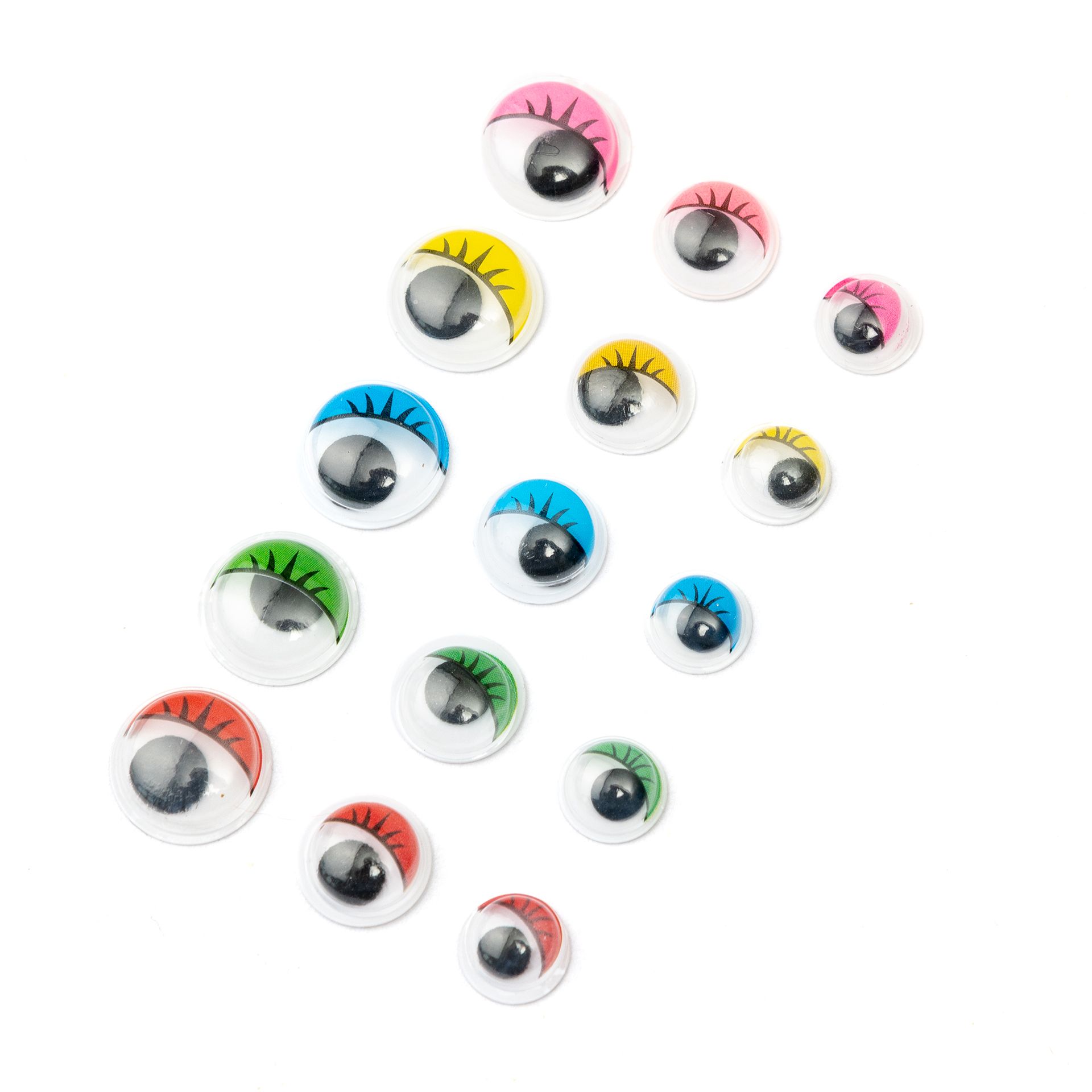 Wackelaugen M mit Wimpern, 5 Farben, 3 Größen,300 Stück