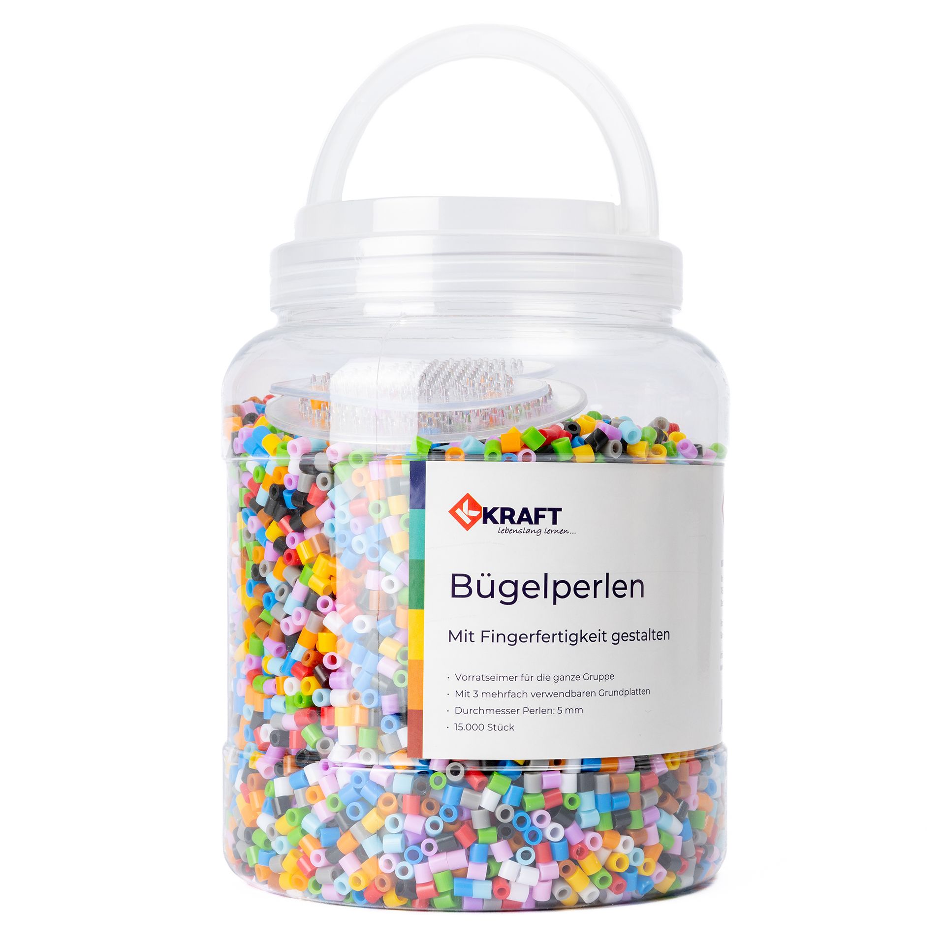 Bügelperlen-Eimer, 15.000 Perlen, inkl. 3 Platten