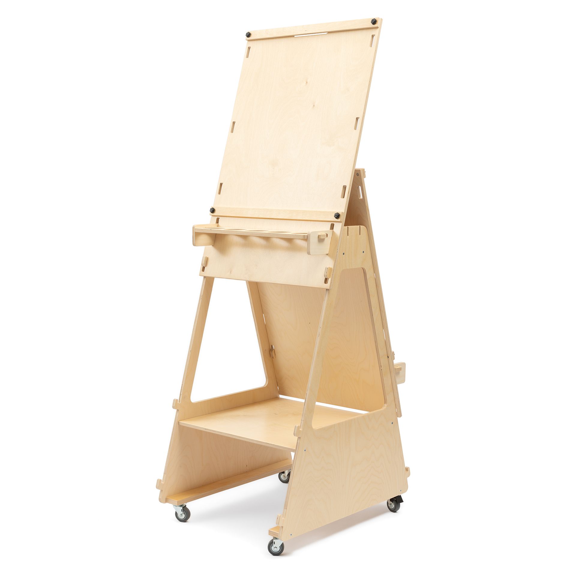 Staffelei aus Holz, auf Rädern