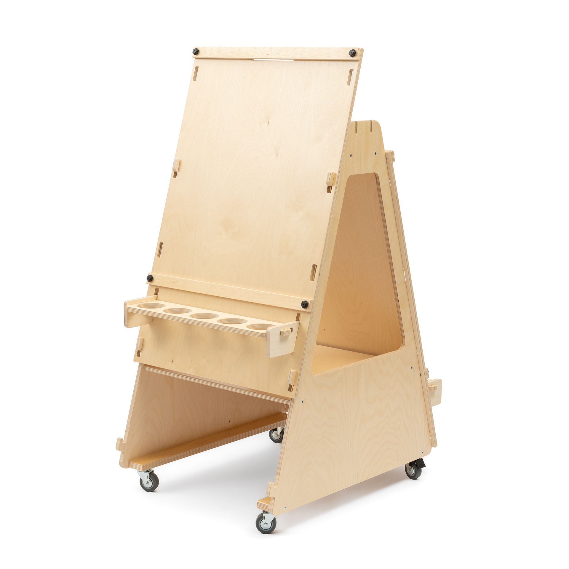 Staffelei aus Holz, auf Rädern