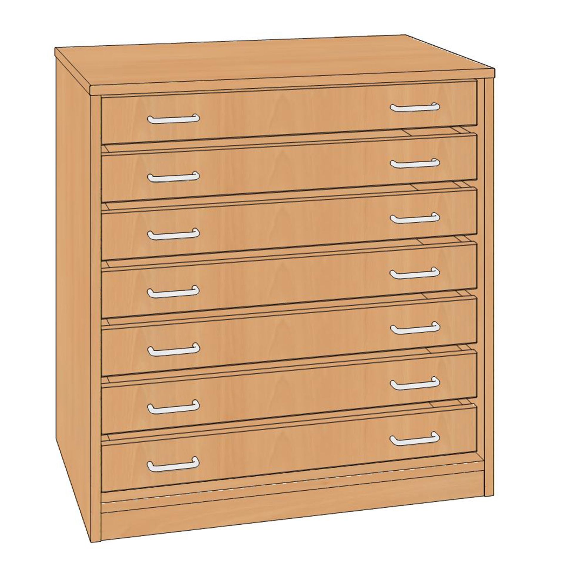 Papierschrank, mit 7 Schubladen, 80x85x60cm