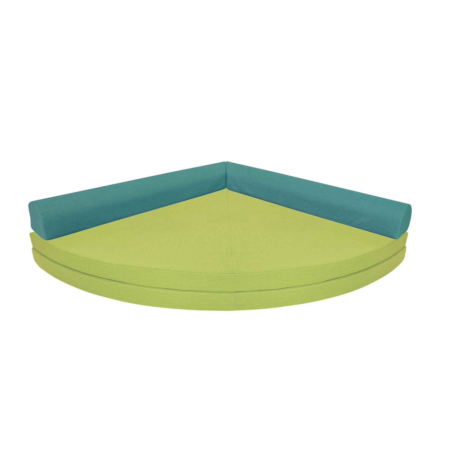 Klappviertelkreis 160x160x20, CV, grünblau/hellgrün