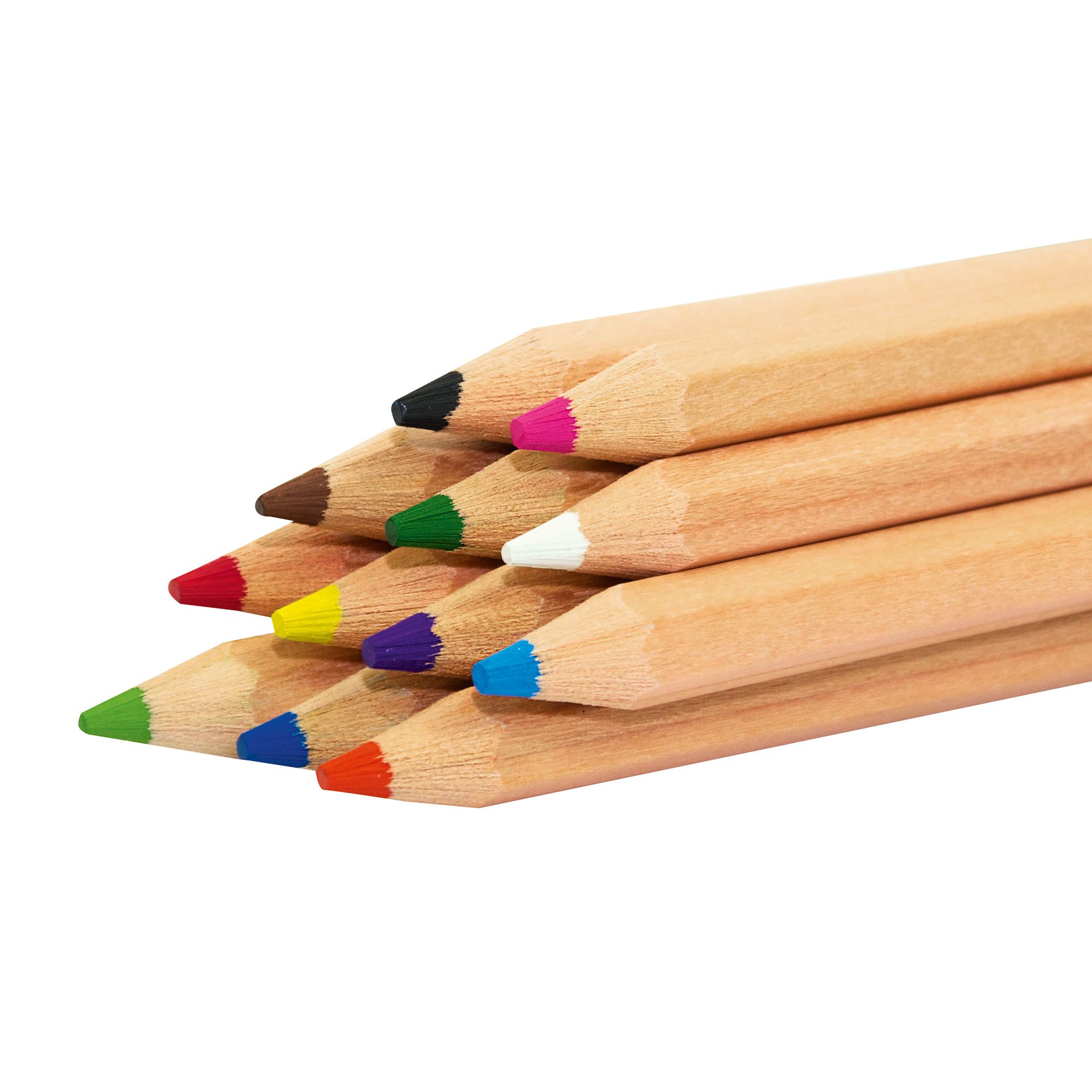 Dicke Buntstifte Sechskant, 12er Set, 12 Farben, inkl. Köcher