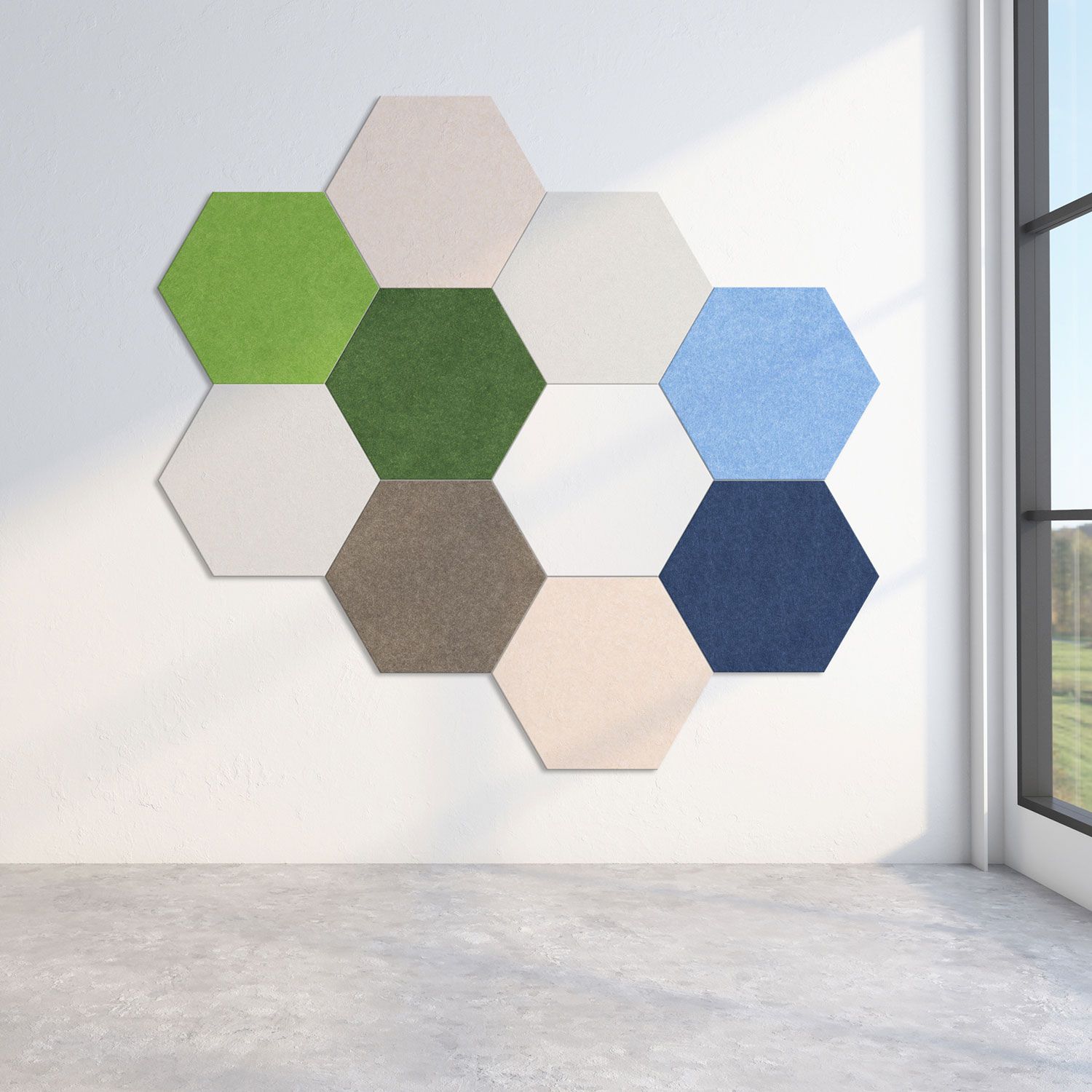 Peaces ljudabsorberande hexagoner, ljusgrön