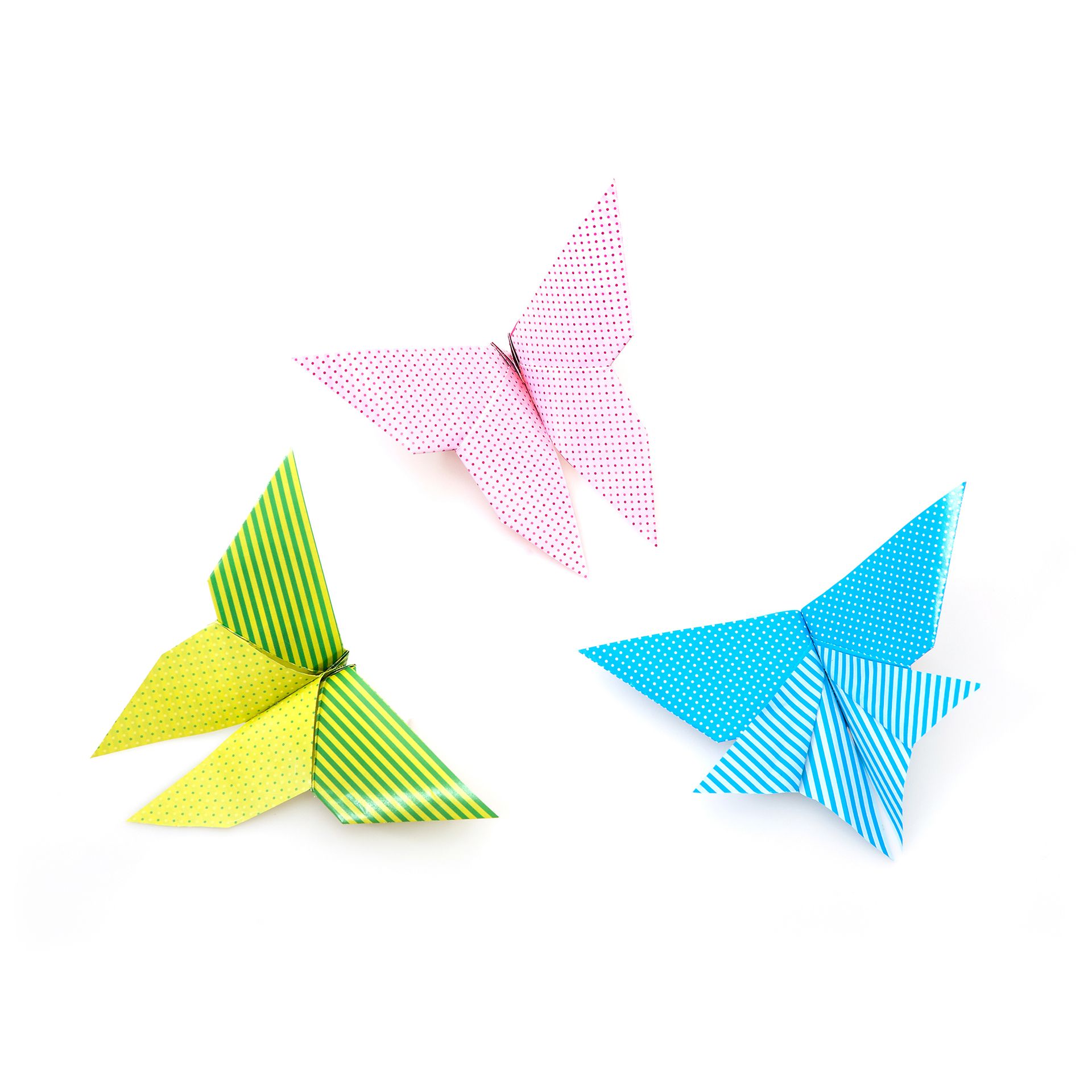 Origami Pünktchen u. Streifen, 15x15cm, 32 Blatt, 4 Far