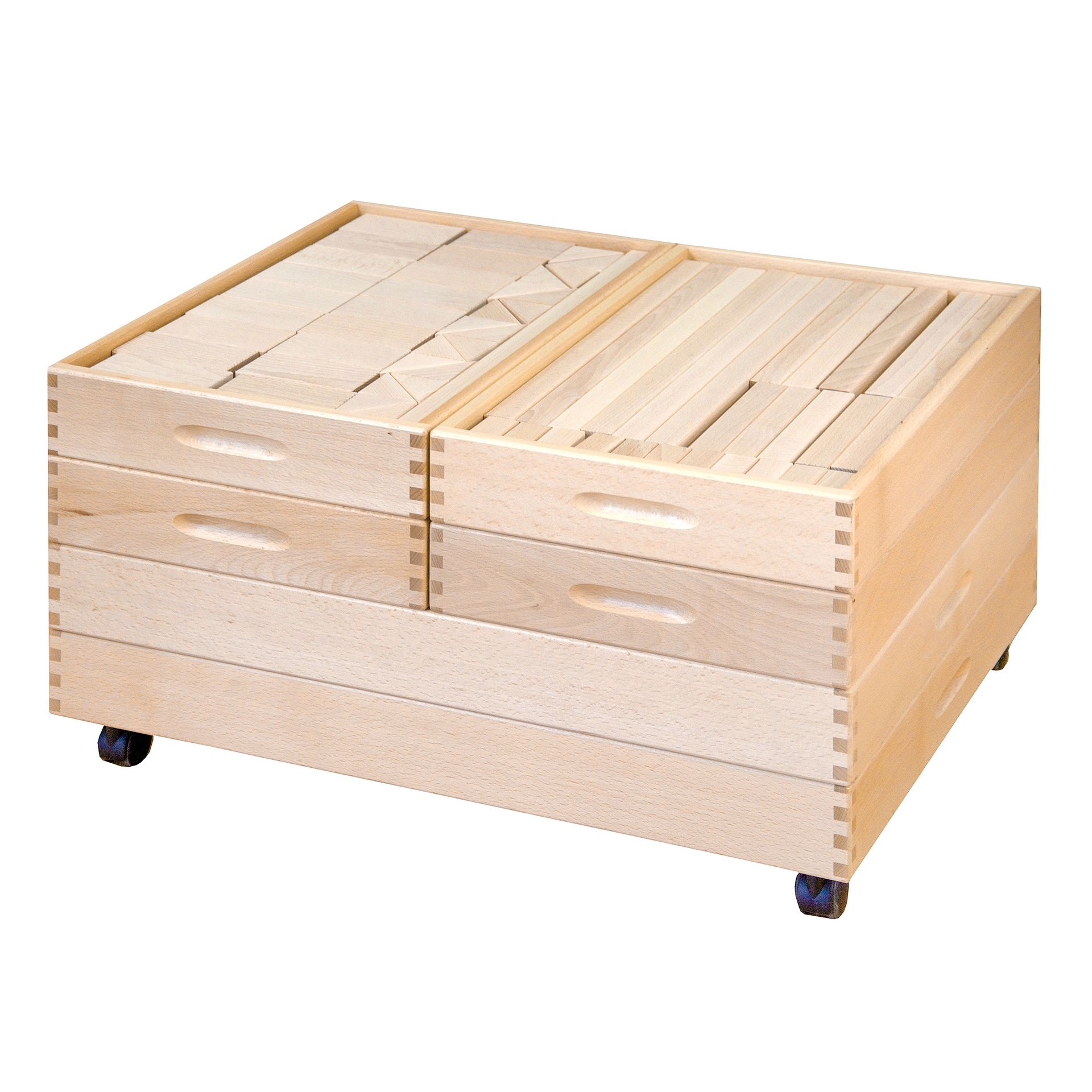 Bauwagen 256 Teile in Kästen auf Rollen