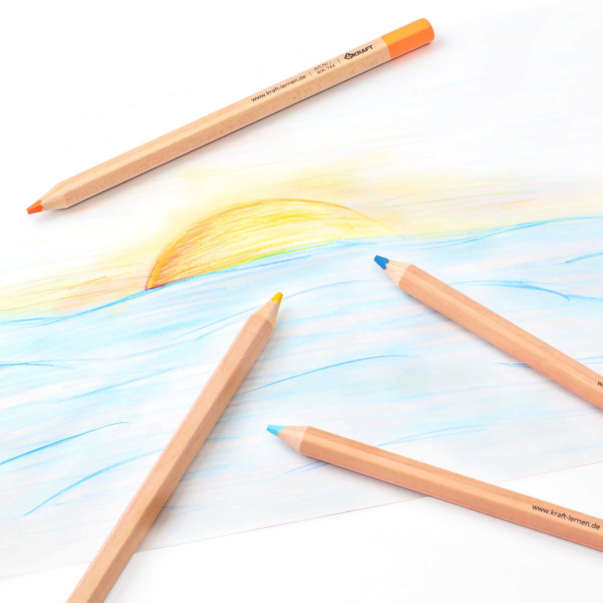 Dicke Buntstifte Sechskant, 12er Set, 12 Farben, inkl. Köcher