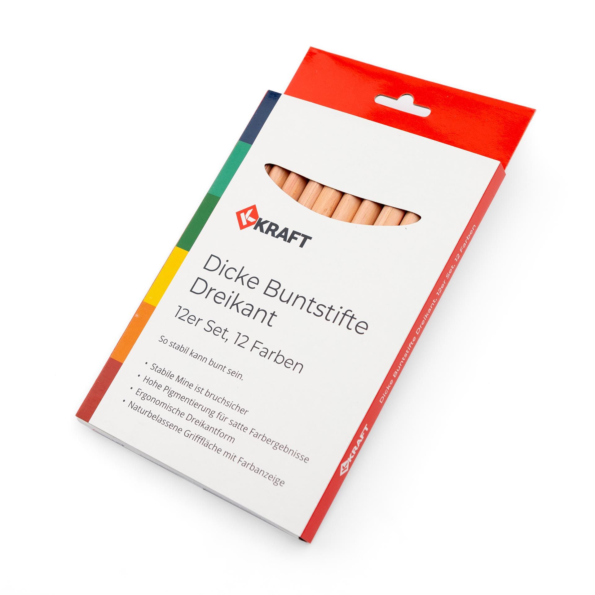 Dicke Buntstifte Dreikant, 12er Set, 12 Farben