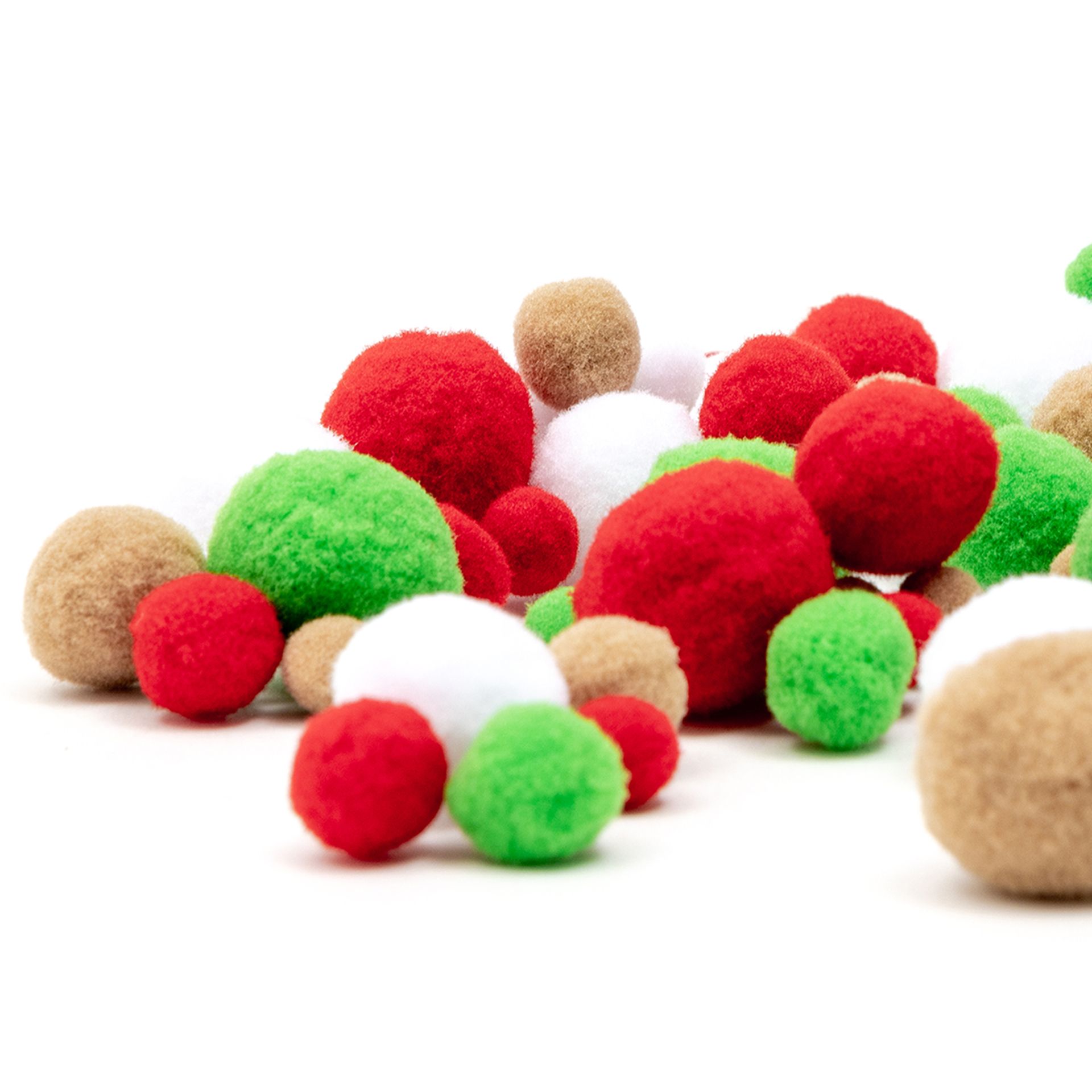 Pompons, 4 weihnachtliche Farben, 4 Größen, 78 Stück