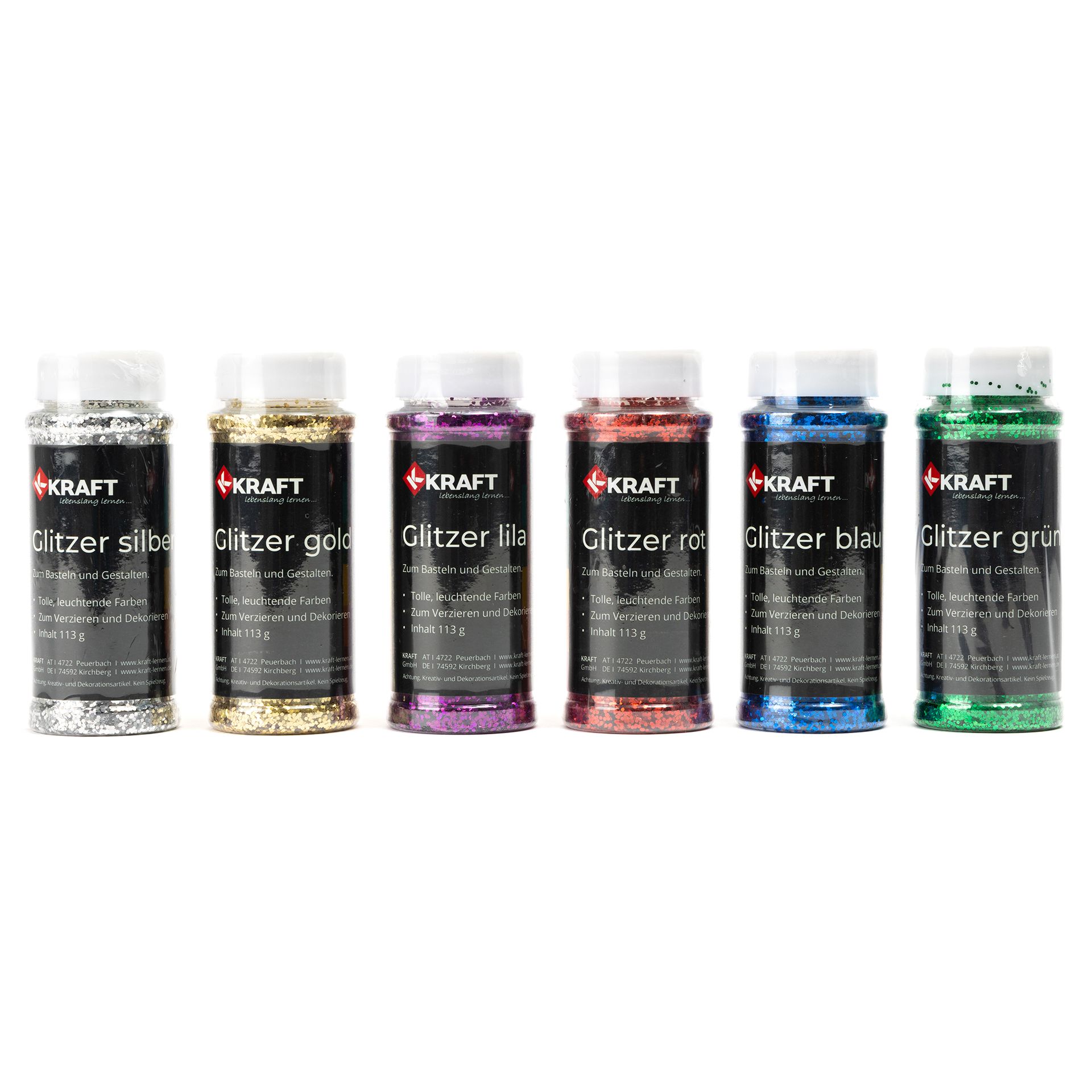 Glitzer, 6 Farben-Set