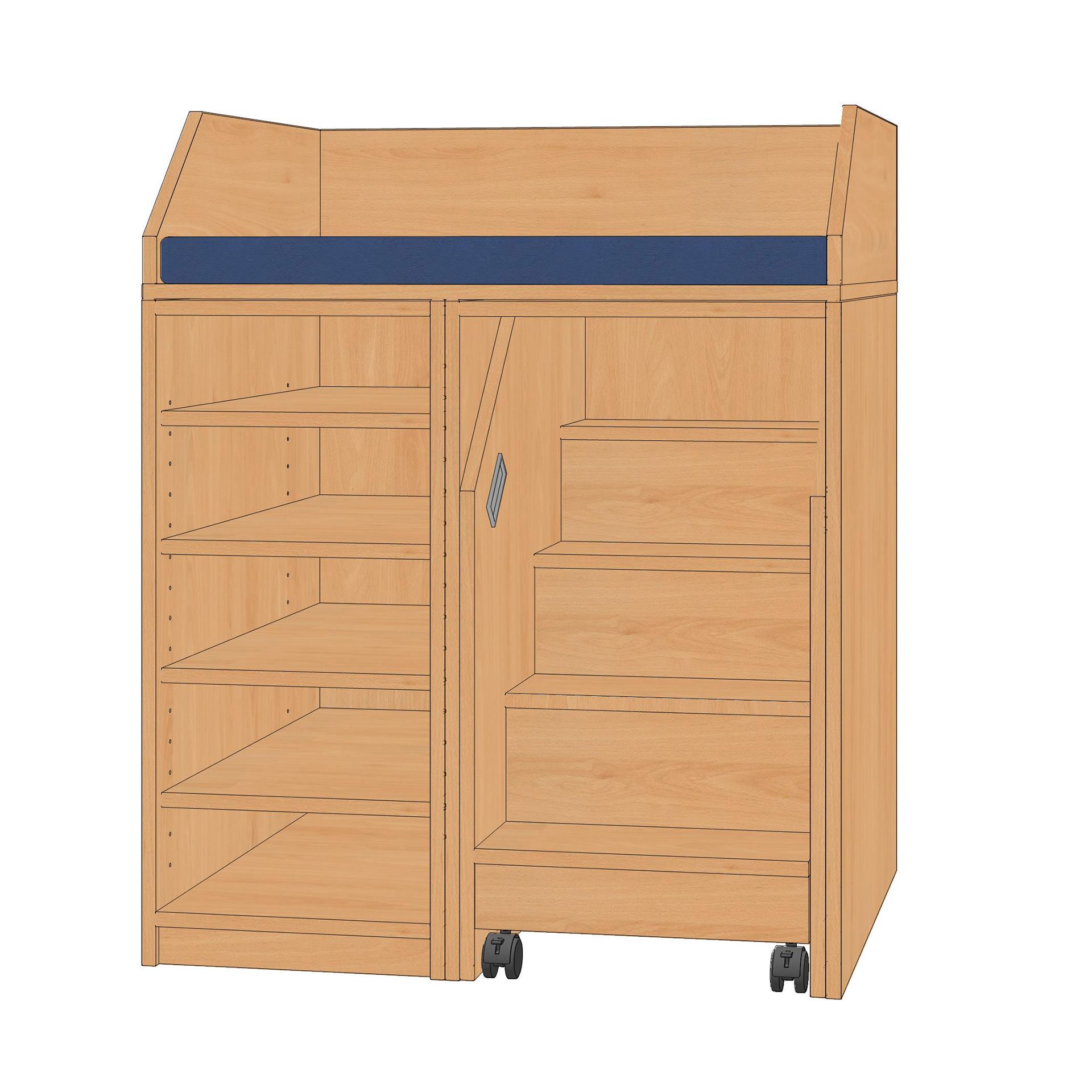 Wickelanlage, 90x110x70cm, Treppe re, 5 Fächer