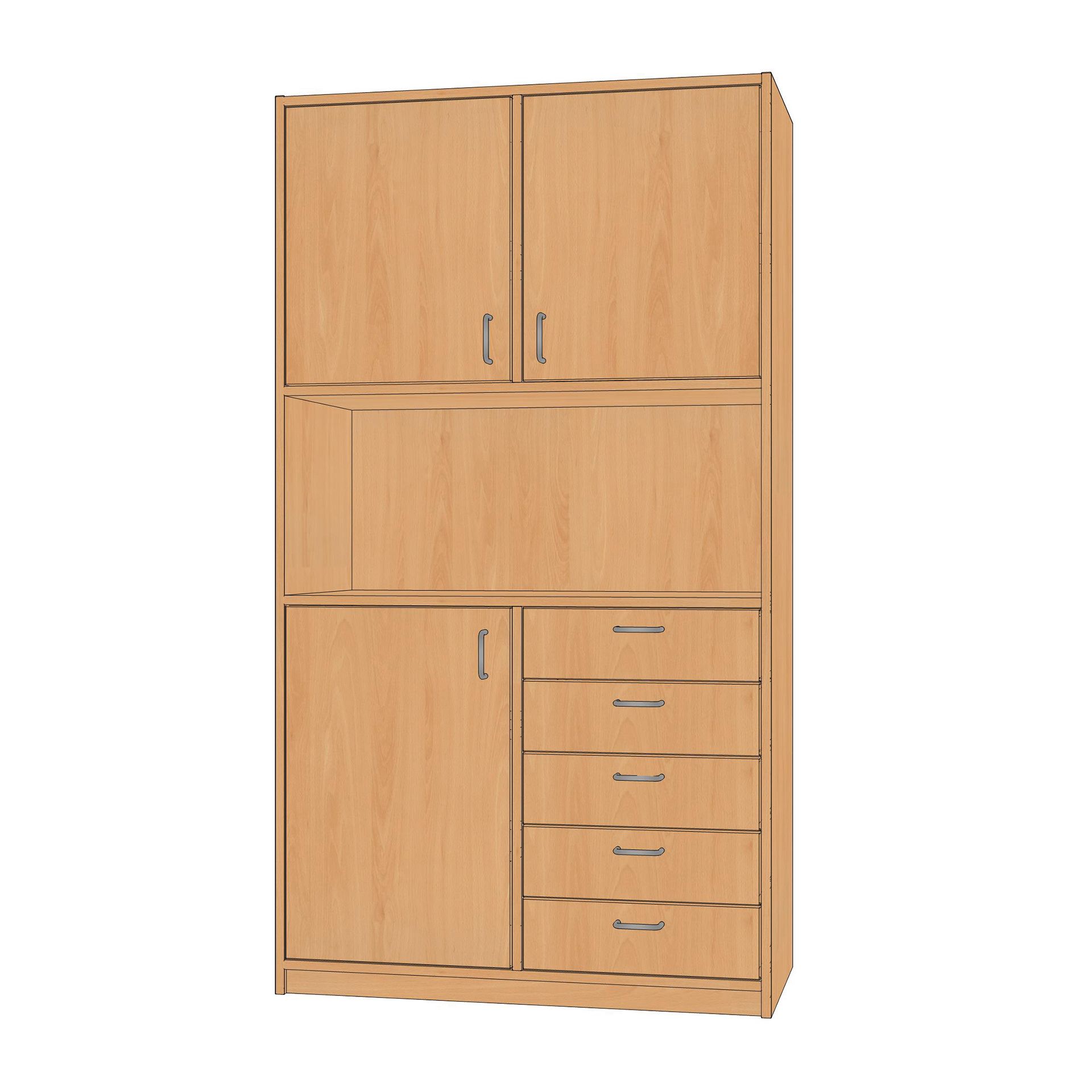 Kombischrank, 100x180x40cm, 40, Türe & Schubl., Doppelt