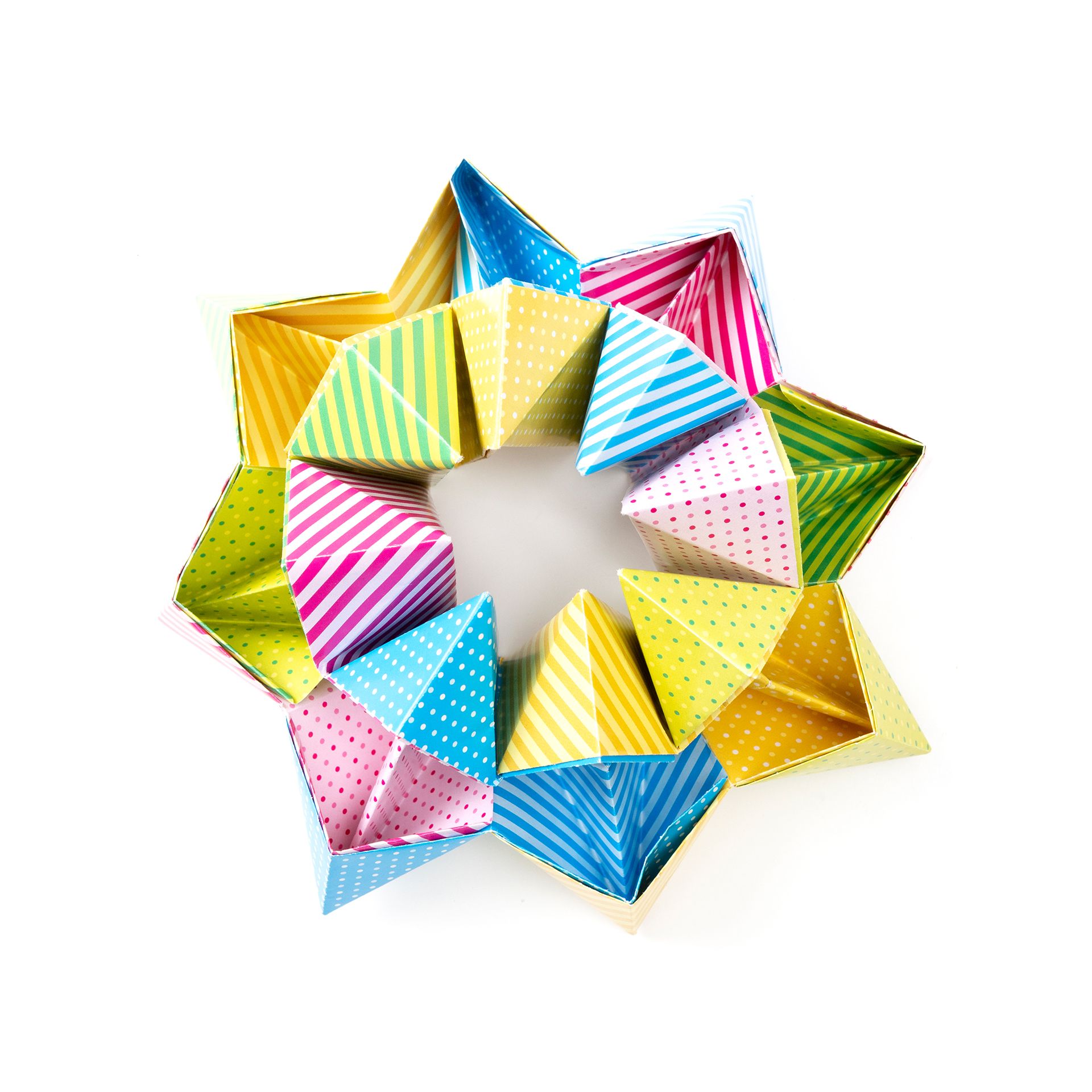 Origami Pünktchen u. Streifen, 15x15cm, 32 Blatt, 4 Far